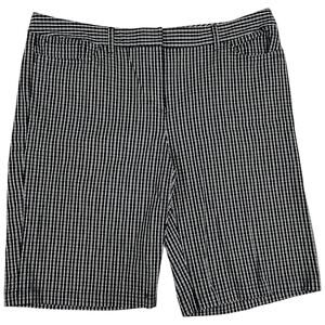 Liz and Co Stretch Bermuda Shorts Size 16 Black White Plaid Cotton